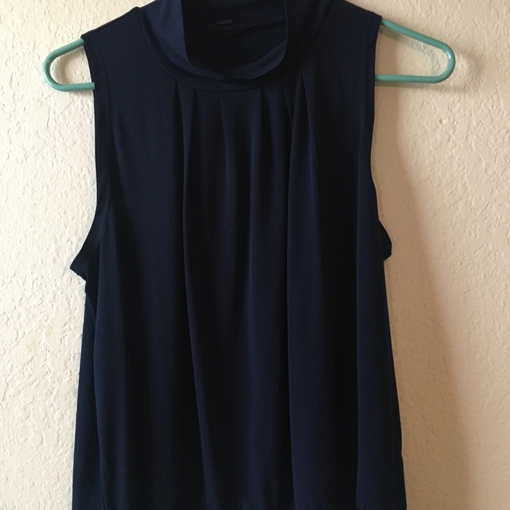 Dark blue sleeveless blouse